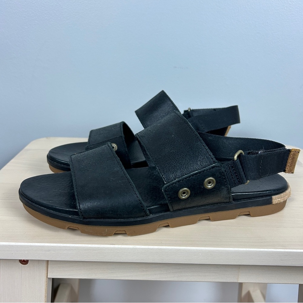 SOREL Torpeda Leather Sandals Black Size 10.5 Comfort Casual‎ Travel Walking